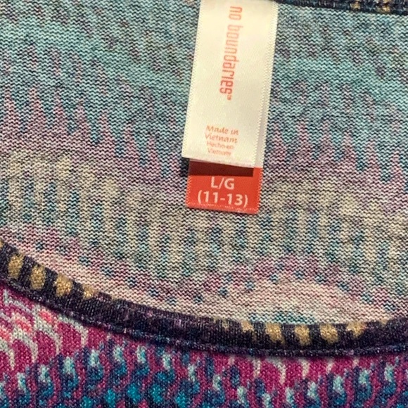 Cute colorful comfy Chevron stripe print dress sz L denim top shirt blue purple - Picture 12 of 16